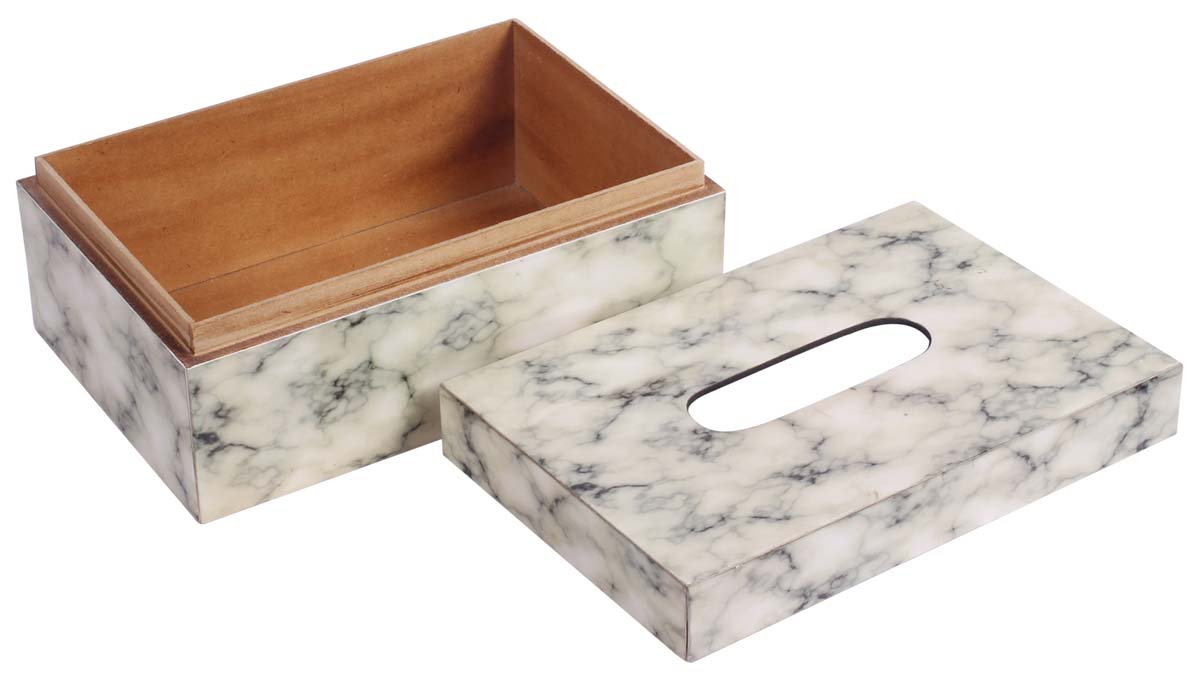 Buy in Bulk Wholesale 9” Shaded Tissue-Box/Napkin Holder in MDF - Gray White - Hand-Crafted for Kleenex Box - Dining-Table Accessories